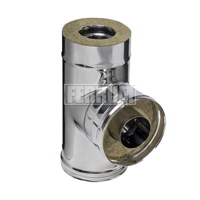 Тройник-сэндвич 90 FERRUM (430/0,8мм + нерж.) Ф160x250